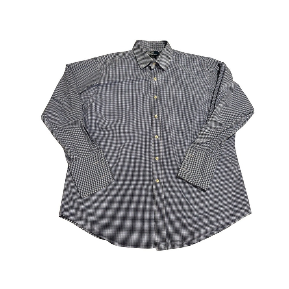 Polo Ralph‎ Lauren Shirt Men Curham Classic Fit Button Up Blue Plaid 17.5-33